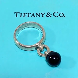 Tiffany & Co. bola colgante anillo de ónix plata esterlina 925 tamaño 5... - Imagen 1 de 13
