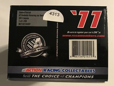 2011 #7 DANICA PATRICK GODADDY HONORING OUR HEROS IMPALA ESCALA 1/24 #4313 - Imagem 1 de 4
