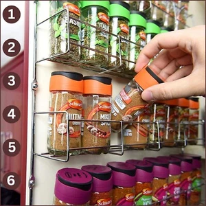 Vinsani 1-6 Tier Spice Herb Jar Rack Holder Kitchen Cupboard Wall Storage Unit - Picture 1 of 42