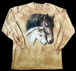 The Mountain Horse Pony Mens XXL Brown Tie Dye Vintage 2XL Rare Long Sleeve - Picture 1 of 3