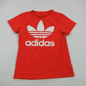 Adidas Shirt Boys Medium Orange Short Sleeve Activewear Workout Gym - Picture 1 of 9
