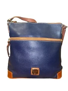 Dooney & Bourke Pebble Grain Letter Carrier Navy Blue Red Lining - Picture 1 of 16