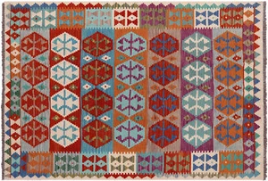 Alfombra Kilim reversible de lana sobre lana tejido plano 6' 10" X 9' 9" - Q12546 - Imagen 1 de 10