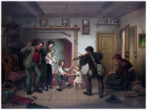 Decor Victorian Poster.Fine Graphic Art Design.Family Dance.Art Design.1035 - Picture 1 of 1