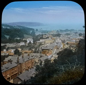 UNA VISTA DE BANGOR NORTE DE GALES 1887 FOTOGRAFÍA VICTORIANA ANTIGUA Diapositiva Linterna Mágica - Imagen 1 de 3