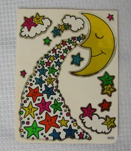 Vtg 1980's Sticker BJ Moon & Stars Partial Sticker Sheet Includes 10 stickers - Picture 1 of 8