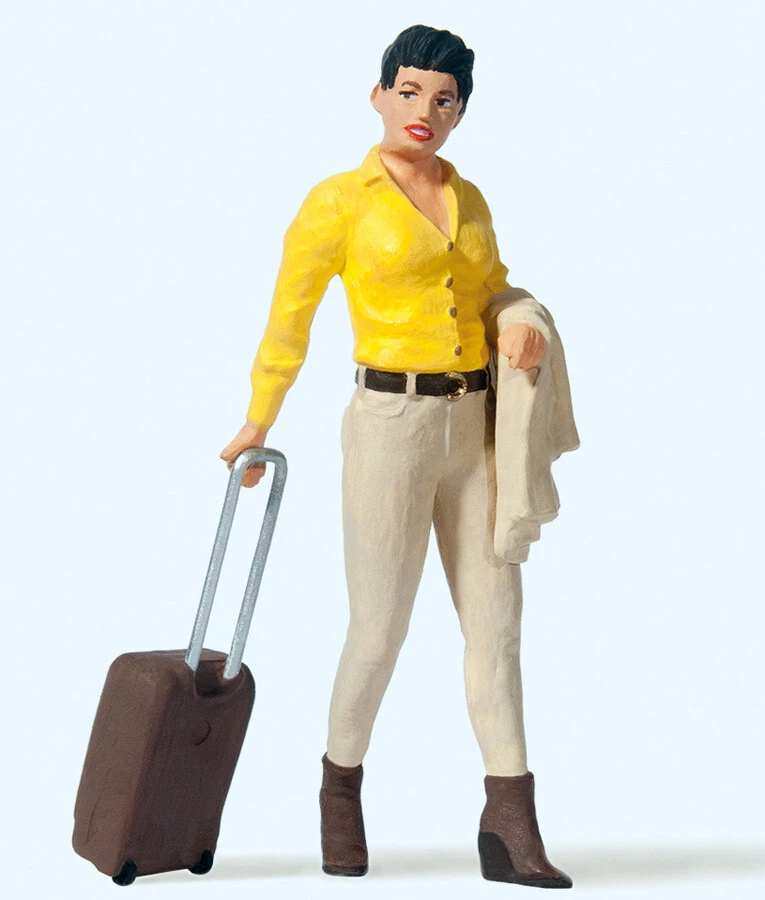 NEW ! Preiser G 1:22.5 Woman with Wheeled Suitcase FIGURE # 45525 - Image 1 of 1