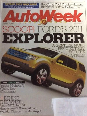 Autoweek Jan 14, 2008 -  Ford Explorer - Acura MDX - Audi S6 - Hyundai Tiburon - Image 1 of 4