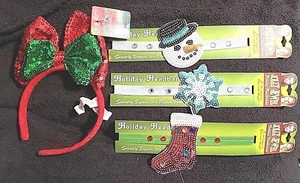 Lot of 4 Holiday / Christmas / Winter themed HEADBANDS- Sparkly Sequins - New - Picture 1 of 9