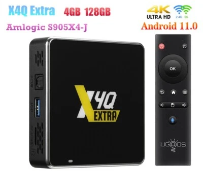 Ugoos X4Q Extra Android 11 TV Box S905X4-J 4G 128G 2.4G/5G WiFi 1000M 4K HDR Box - Image 1 of 4