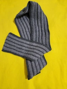Handmade 2-Tone Gray Crochet Scarf Wrap 72 in. Long 6 1/2 in. Wide Reversible - Picture 1 of 3