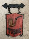 Vintage 1972 Sexton USA Cast Aluminum TOBAC Sign Hanging Wall Decor Pipe