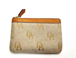 *DOONEY & BOURKE Signature Khaki Light Tan Pouch Key Ring Coin - Picture 1 of 8