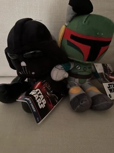 Lote de 2 ~ Villanos de Star Wars ~ Juguetes de peluche de 8” Boba Fett y Darth Vader ~ NUEVOS con etiquetas - Imagen 1 de 24