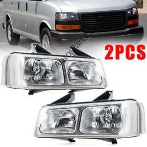 1Pair Front Headlight Halogen Clear For Chevy Express GMC Savana Van 2003-2019 - Picture 1 of 18