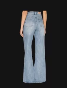 High Rise Light Wash Wide Leg Denim Blue Jeans Pistola - Picture 1 of 12
