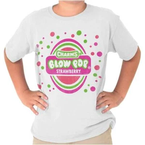 Charms Blow Pop Strawberry Lollipop Costume Youth Crewneck T Shirts Boy or Girl - Picture 1 of 7