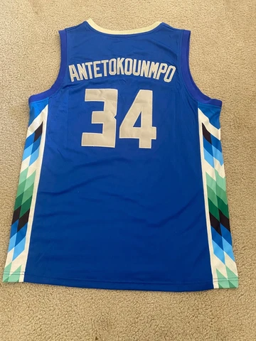 Nike Giannis Antetokounmpo alternate blue jersey. Men's Large. Milwaukee Bucks Cover