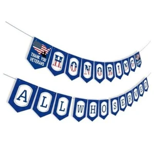 Levfla Veterans Day Party Banner USA Patriotic Party Decorations Memorial Day - Picture 1 of 7