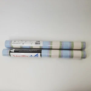 Vintage Wallpaper Vinyl Cottage Beach Stripe 2 Rolls - Picture 1 of 7