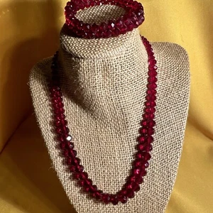 Almandine Garnet Set Of Necklace And Bracelet - Picture 1 of 8