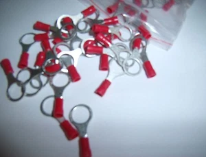 25 3/8" Red 22-18 Ga AWG Gauge Car Power Wire Ring Terminals Connectors Crimp - Picture 1 of 1
