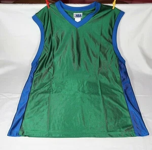 Vintage NBA Brand Blank Jersey Green Blue Polyester Mens Size Large - Picture 1 of 7