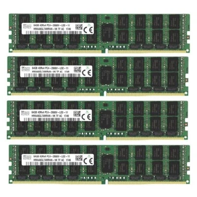 SK Hynix 2666MHz 256GB（4 x 64GB ）REG ECC RAM DDR4 LRDIMM PC4-21300 Server Memory - Image 1 of 3