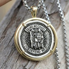 Heavy Medalha De São Miguel pingente de colar artesanal Viajantes Caixa Corrente Guardian