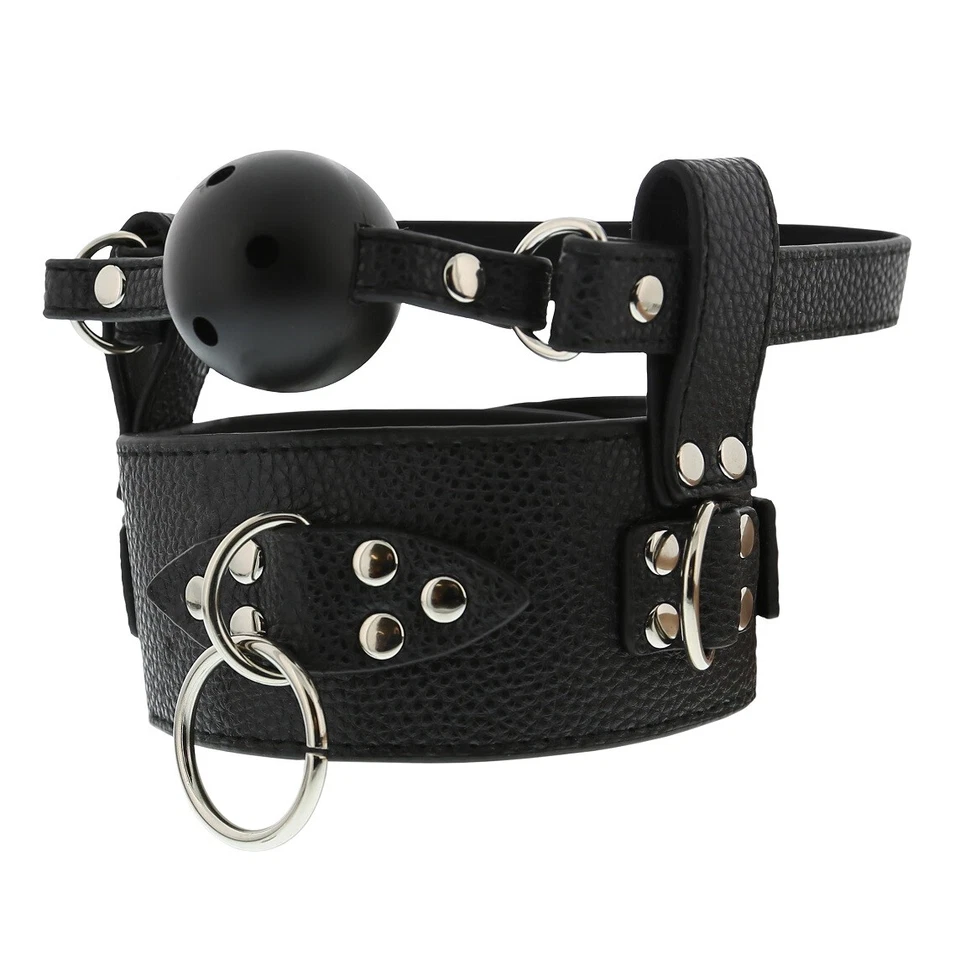 DREAM TOYS Mundknebel Halsband Geschirr Bondage Kunstleder Züchtigung Fetisch BDSM