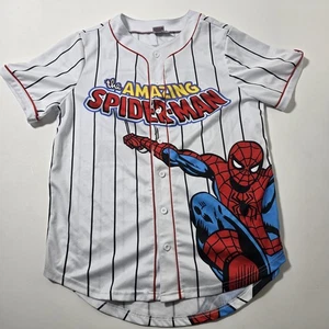 Camiseta deportiva de béisbol Marvel The Amazing Spider-Man #62 blanca a rayas para adultos mediana - Imagen 1 de 7