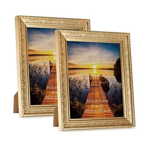 8x10 Picture Frames Set of 2, Vintage Photo Frame 8 by 10 for 8x10 inch Gold - Picture 1 of 7
