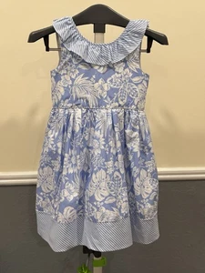 SAVANNAH Toddler Girls 8 Dress Blue Floral Ruffles Sleeveless - Picture 1 of 10