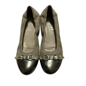 AGL Attilio Giusti Leombruni Ballet Cuero Plano Puntera Hebilla Gris Talla 36 - Imagen 1 de 8