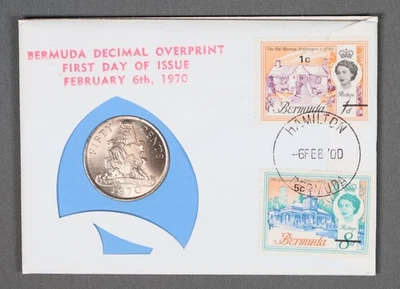 MayfairStamps Bermuda FDC 1970 Decimal Overprint 50 Cents Coin First Day Cover a - Image 1 of 2