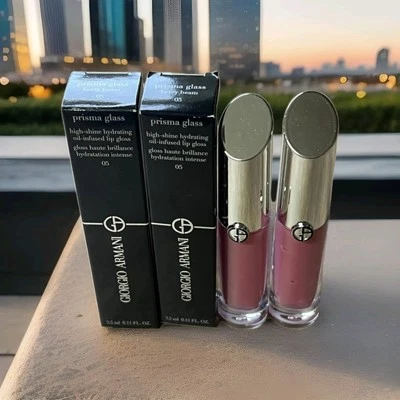 2 Giorgio Armani Prisma Glass High-Shine Lip Gloss Shade 05 BERRY BEAM NEW  - Image 1 of 4
