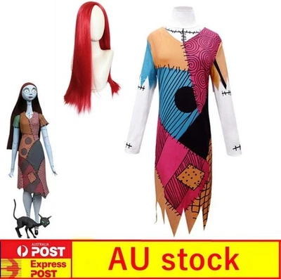 Women The Nightmare Before Christmas Sally Costume Dress Wig Cosplay Halloween - image 1 of 4