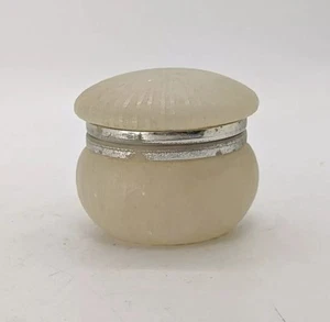 Alabaster Trinket Box Hand Carved Tiny Hinged Jewelry Storage 1.75" - Picture 1 of 7