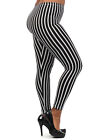 Plus Stripe Black White Thin Striped Leggings S M L 1X 2X One Size 2-22