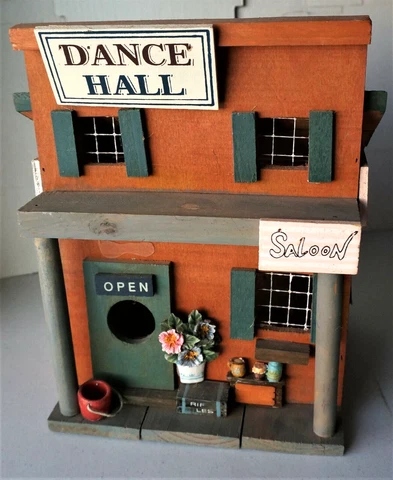 Dance Hall hand crafted bird house, Girls Wanted, Poker Table, Dances 5¢ signs Cover