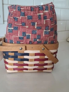 Longaberger Little Market Flag Basket Patriotic Old Glory Liner Insert Combo '09 - Bild 1 von 8