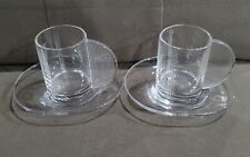 NEW SET OF TWO RIEDEL ESPRESSO CUPS SAUCERS art deco ETCHED INITIAL "W"