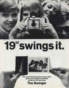 Cámara Polaroid Swinger 1966: Land blanco y negro anuncio impreso vintage de 15 segundos - Imagen 1 de 1