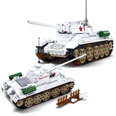 Building Blocks MOC Military WW2 T34 Main Battle Tank Model Bricks DIY Kids Toys - Image 1 of 4