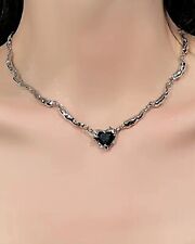 Black Heart Silver Necklace