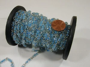 1 Spule 10 Meter Blau Glas Perlen Kette - Indien Handarbeit Kunsthandwerk (F-7) - Bild 1 von 12