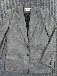 Vintage Prophecy Blazer Damen 12 schwarz Hahnentritt 100 % Wolle Jacke Anzug USA - Bild 1 von 13