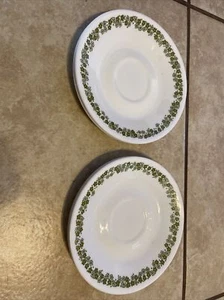 Vintage Corelle Spring blossom crazy daisy green saucers 6 pc. bread snack Tea - Picture 1 of 3