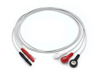 GENERIC ECG EKG Leadwires Holter Recorder 3 Leads Snap - US Located - Same Day Shipping