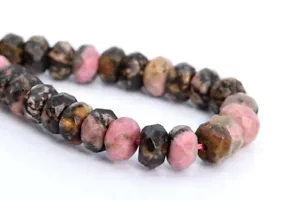 8x5MM Natural Rhodonite Beads Grade AAA Faceted Rondelle Loose Beads 7.5" - Picture 1 of 3
